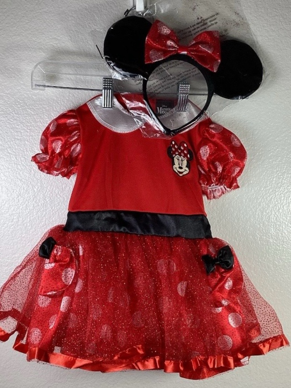 Disguise Minnie Mouse Red & Black Polka Dot Dress Costume with Headband